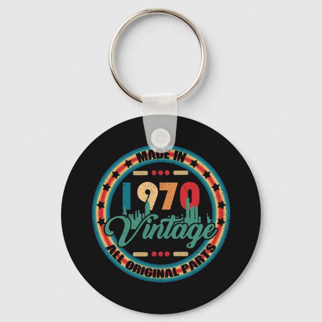 Llavero Hecho En 1970 Clásico 52º Cumpleaños Todo Original (Anverso)