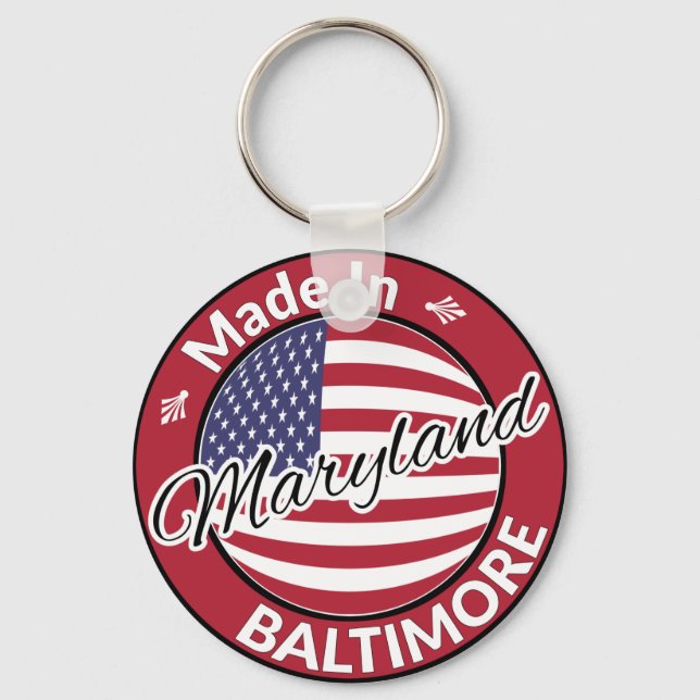 Llavero Hecho en Baltimore Maryland Bandera de Estados Uni (Anverso)