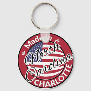 Llavero Hecho en Charlotte, Carolina del Norte, bandera de