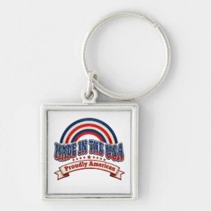 Llavero Hecho en EE. UU. con orgullo insignia americana