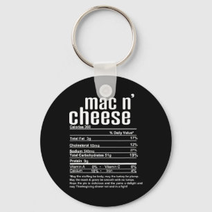 Llavero Hecho Nutricional de Mac N Cheese de Acción de Gra