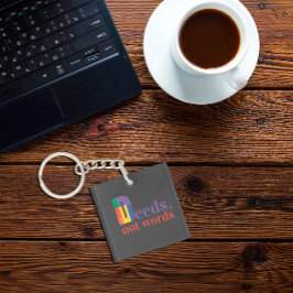 Llavero Hechos no palabra sabiduría cita clave negra