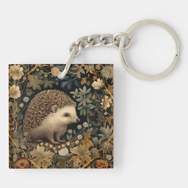 Llavero Hedgehog al estilo del bosque William Morris (Atrás)