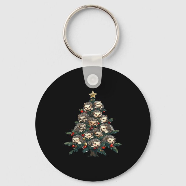 Llavero Hedgehog Christmas Tree Funny Hedgehog Xmas (Anverso)