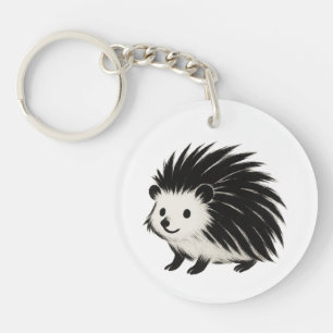 Llavero Hedgehog minimalista - Diseño de animal de tinta n