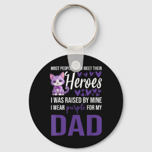 Llavero Heimers Awareness Shirt Cat Purple Ribbon Dad Heim