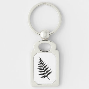 Llavero Helecho minimalista: diseño botánico con pincel de