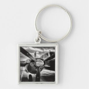 Llavero Hélice de avión en blanco y negro