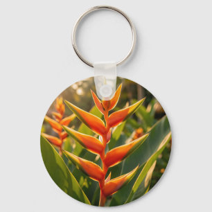 Llavero Heliconia Naranja Flor Tropical Hora Dorada 