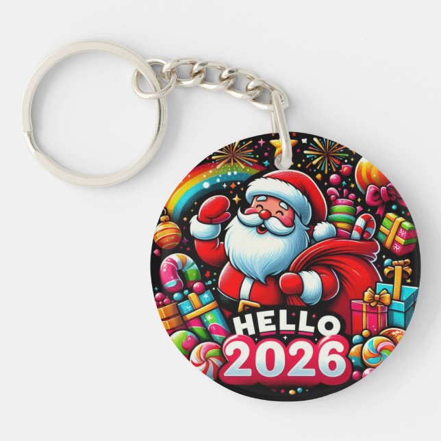 Llavero Hello 2026 Santa Claus Christmas Custom New Year  (Frente)