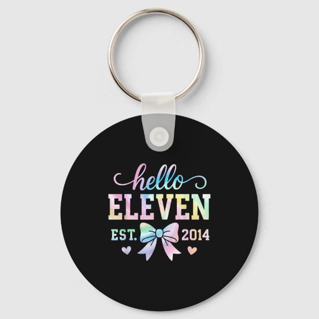 Llavero Hello Eleven Est 2014 Coquette Bow 11th Birthday G (Anverso)