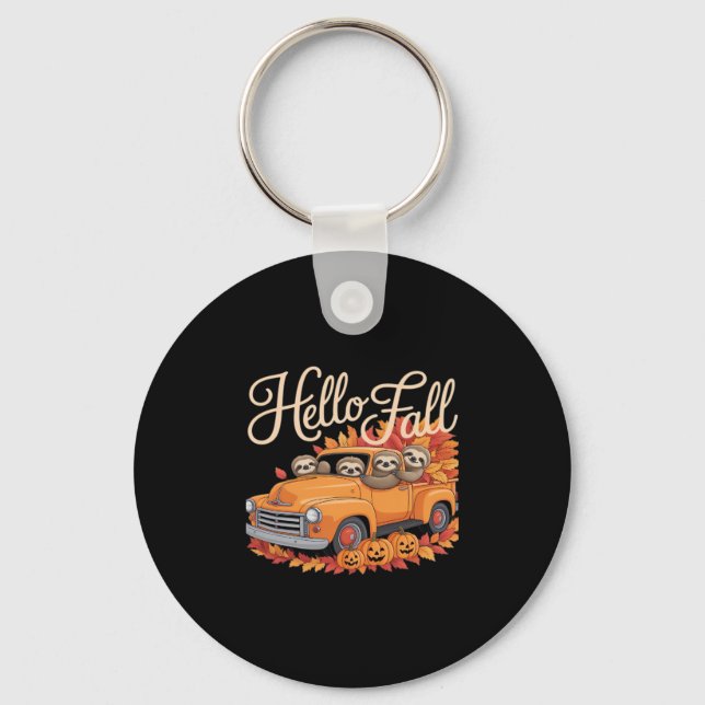 Llavero Hello Fall Funny Slony Sloth Halloween pumkin Clas (Anverso)