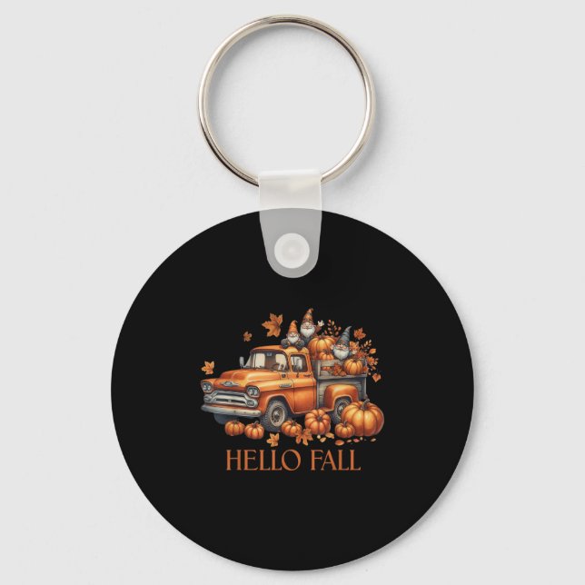 Llavero Hello Fall Pumpkin Ckup Truck Gnome Autumn Tree Fa (Anverso)