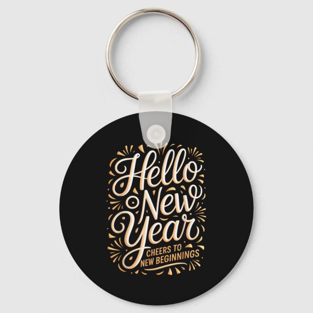 Llavero Hello New Year Cheers To New Beginnings Celebratio (Anverso)