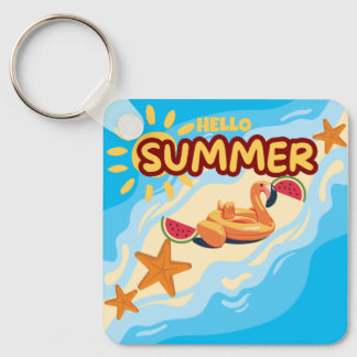 Llavero Hello Summer Flamingo Beach