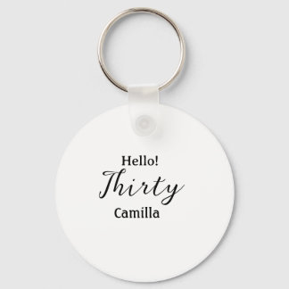 Llavero Hello thirty birthday name simple minimal elegant