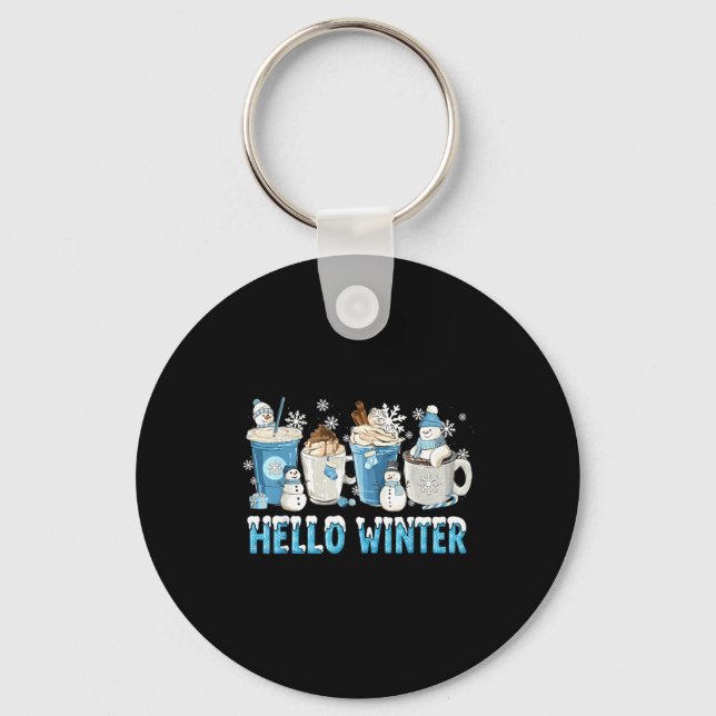 Llavero Hello Winter Sweet Cozy Coffee Lovers Snowman Chri (Anverso)