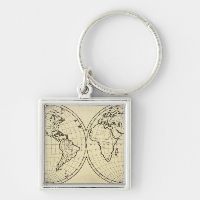 Llavero Hemisferio doble de esquema mundial (Frente)