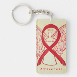 Llavero Hemophilia Angel Red Awareness Ribbon Keychain