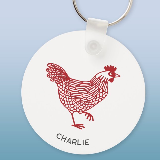 Llavero Hen Chicken Personalizado (Chicken hen poultry personalized name aluminium keyring keychain)