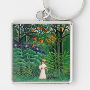 Llavero Henri Rousseau - Mujer caminando en un bosque exót