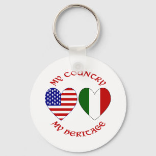 Llavero Herencia del país italiano rojo de EE. UU.