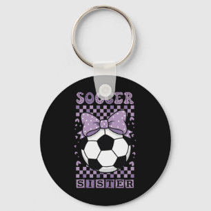 Llavero Hermana de fútbol genial Ll Lindo lazo coquette mo