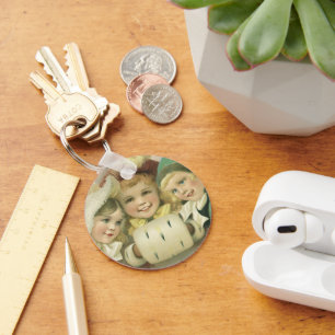 Llavero Hermanas de Navidad de época, niños victorianos