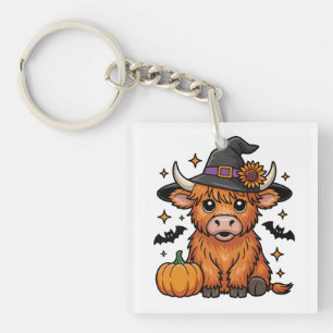 Llavero Hermandad de vaca de Highland con calabaza Hallowe