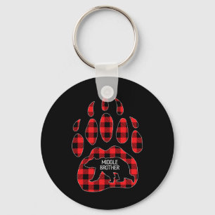 Llavero Hermano Medio Oso Red Plaid Buffalo Medio Brote