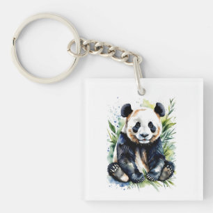 Llavero Hermosa acuarela Panda Bear
