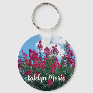 Llavero Hermosa Crepe Myrtle Flores Naturales Personalizad