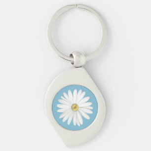 Llavero Hermosa Flor de Margarita sobre Turquesa