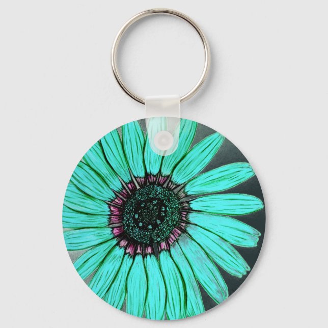 Llavero Hermosa flor esbozada a mano (Anverso)