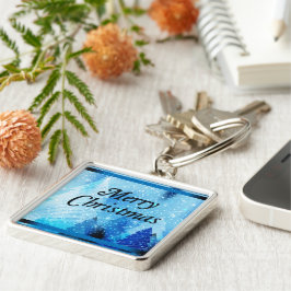 Llavero Hermosa Keychain cuadrada de Navidades blancos