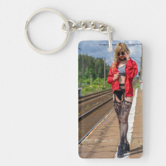 Llavero Hermosa Lingerie Model Photo KeyChain