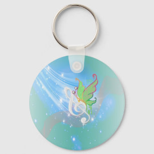 Llavero Hermosa mariposa de notas de música blanca y bril