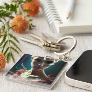 Llavero Hermosa mujer en Keychain de arte generado por IA