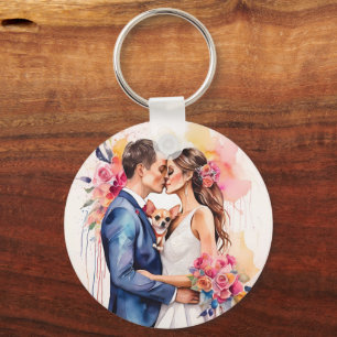 Llavero Hermosa pareja Boda con una graciosa