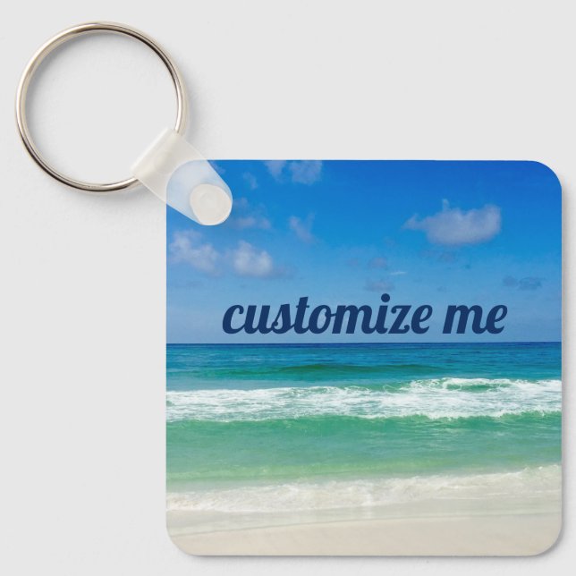 Llavero Hermosa Personalizado de fotografía de playa (Anverso)
