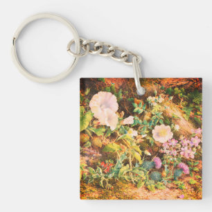 Llavero Hermosa pintura floral de petunias vintage