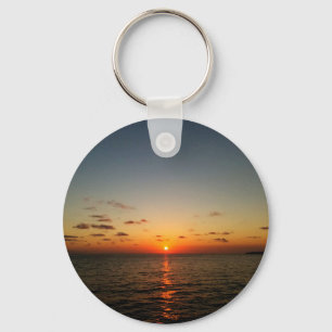 Llavero hermosa puesta de sol del océano amarillo naranja 