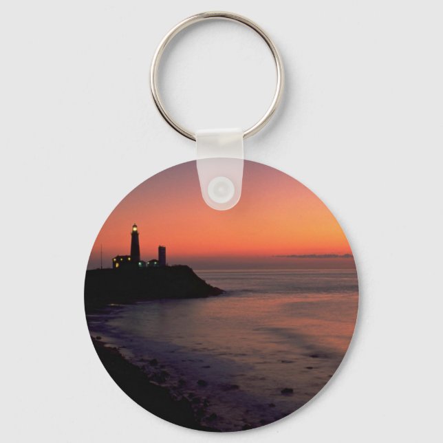 Llavero Hermosa puesta de sol: Montauk Point Light House,  (Anverso)