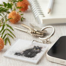 Llavero Hermosa y moderna foto de gato negro con problemas