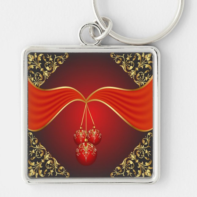 Llavero Hermosas bolas de Navidades con esquinas ornamenta (Frente)