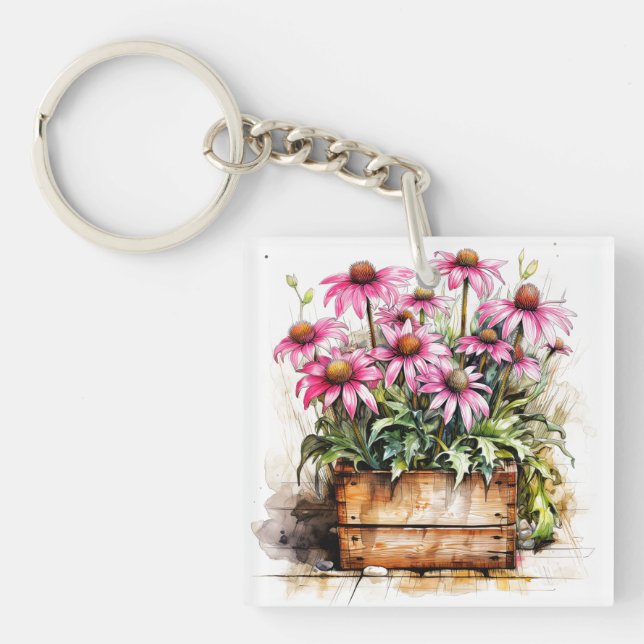 Llavero Hermosas flores de aster florecientes (Frente)