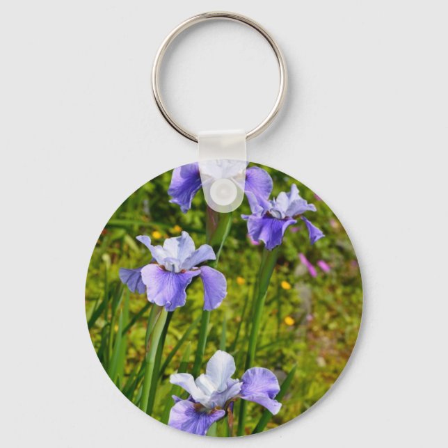 Llavero Hermosas flores de iris morado (Anverso)