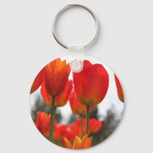 Llavero Hermosas flores de tulipán rojas.