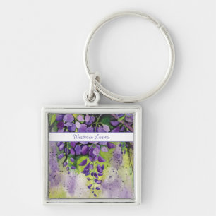 Llavero Hermosas Flores De Wisteria En Acuarela
