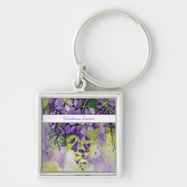 Llavero Hermosas Flores De Wisteria En Acuarela (Frente)